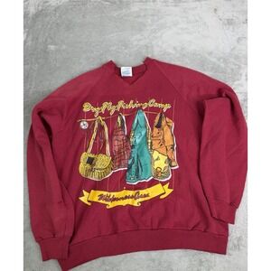 Vintage 90s Fly Fishing Sweatshirt Men's Size XL Red Outdoor